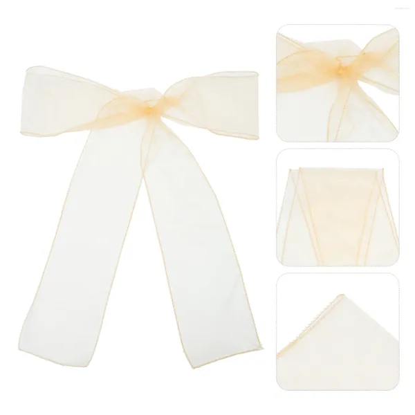 Cubiertas para sillas 25 PCS Decoración de hilo trasero Banquete Arcos Fajas decorativas Corbata Organza para boda Bowknot