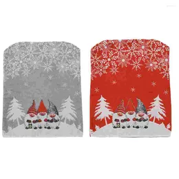 Housses de chaise 2pcs Couverture arrière de Noël Non-tissé Tissu Dessin animé Gnomes Santa Dining Slipcover Cap pour Noël Mariage de vacances