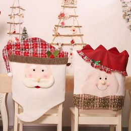 Stoelhoezen 2 stks kerstdecoraties sneeuwvlok plaid cartoon creatief paar Xmas eetkamer voor huisfeestje banket feestelijk