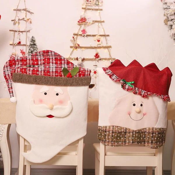 Cubiertas de silla 2 PCS Decoraciones navideñas Cerroides a cuadros Cartoon pareja creativa pareja de Navidad para fiesta en casa banquete festivo