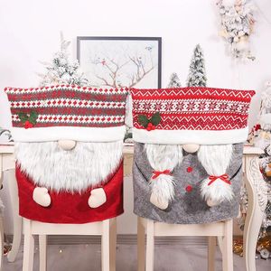 Cubiertas de silla 2 PCS Comedor navideño Amantes de muñecas sin rostro Decoraciones de portada para fiesta en casa Banquete Festivo