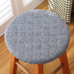 Cubiertas de silla 2 piezas cubierta de cojín de lino en espesas de doble capa para taburetes redondos: restaurantes y cafés ideales