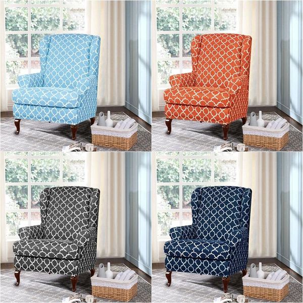 Housses de chaise 2 pièces/ensemble géométrique bras roi couverture arrière élastique fauteuil aile arrière canapé lit Stretch protecteur SingleChair