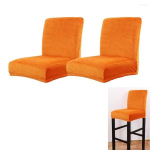 Housses de chaise 2 pièces housse de salle à manger à dossier court extensible doux housse de tabouret de bar orange