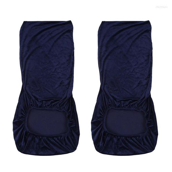 Housses de chaise en tissu velours extensible, 2 pièces, pour salle à manger, mariage, cuisine, maison, siège court, bleu marine, Promotion