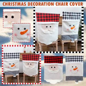 Fundas para sillas 3 # cubierta de adorno de Navidad estampado viejo hombre muñeco de nieve conjunto copo de nieve hogar banquete El cocina Decoración