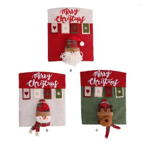 Stoelhoezen 3D Cartoon Kerstmis Dineer Cover Living Room Keuken Santa Claus Sneeuwvlok Decoratieve slipcover bruiloft Elk