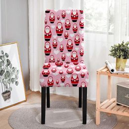 Stoelhoezen 3D Christmas Santa Claus Print Cover voor eetkamer High Back Seat Chairs Protector Xmas Navidad cadeau