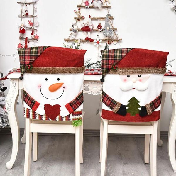 Couvre la chaise 3d Dolls Cover Cartoon Cartoon Santa Claus Elk Dining Hall Arrangement Kitchen Supplies Christmas Slipcover Party Favors