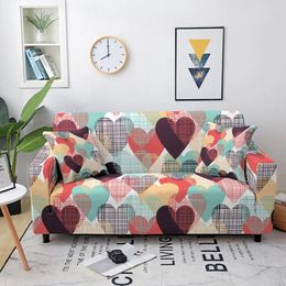 Stoelbedekkingen 3D Love Heart Pattern Print Sofa Cover voor woonkamer Elastische Slipcover Corner Stretch Home Decor geen kussensloop