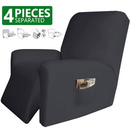 Coprisedie 4 pezzi Divano reclinabile per soggiorno Protezione reclinabile elastica Poltrona relax Lazy Boy 230209