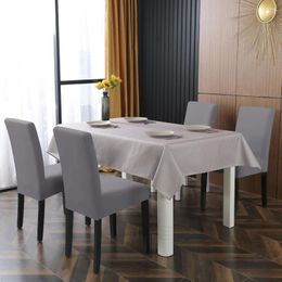 Housses de chaise 4 pièces élastique couleur unie couverture maison Spandex Stretch housses siège pour cuisine salle à manger mariage banquet H