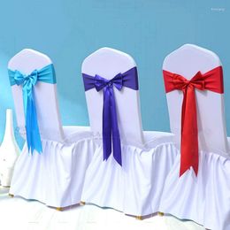 Chaise couvre 4pcs / lot coloré satin ceinture de mariage arc blanc extensible fête d'anniversaire El Show décoration
