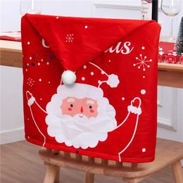 Fundas para sillas 4 Uds. Sombrero rojo de Papá Noel, funda para silla de Navidad, funda trasera para silla, decoración de Feliz Navidad, regalo de Navidad para el hogar, decoración año 231117