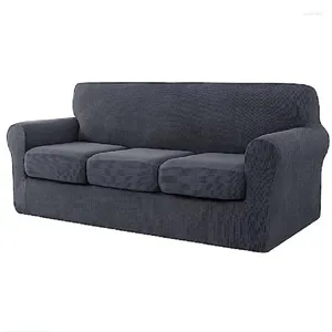 Couvre-chaise 4pcs / cover de canapé étiré pour un canapé de 3 places couchés à la gamme souple avec chiens de coussin de siège séparés