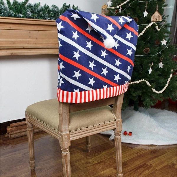 Chaise couvre 4pcs Star American Dining Independence Day Restaurant Home Decorations Sesets protecteurs Party