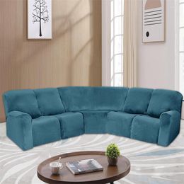 Stoelhoesjes 5 -zits Recliner Sofa Stretch Velvet L vorm Sectioneel voor woonkamer Lijkerende bank Furniture Slipcovers