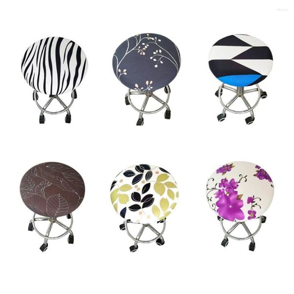 Fundas para sillas 6 colores Stretch Barstool Slipcover Floral Printed Round Pub Stool Cover Asiento Protector Bar Club Cojín