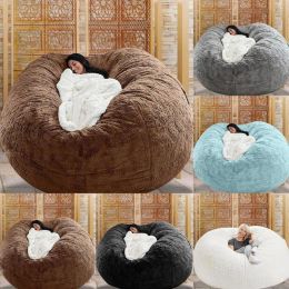 Stoelhoezen 72x35in Gigantische bontzitas Cover Big Round Softy Fluffy Faux zitzak Lazy Sofa Bed woonkamer Furniture 0415