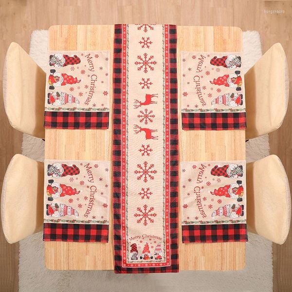 Housses de chaise 9 pièces/ensemble couverture décoration de Table pour la maison noël vaisselle ensemble drapeau tapis cuisine