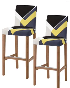 Stoelbedekkingen Samenvatting Zwart gele geometrische 2 stks Bar El Banquet Dining Case Protector -stoel voor thuis