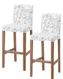 Housses de chaise, 2 pièces, ligne de caractère abstrait, dossier haut, pour cuisine, tabouret de bar élastique, housse de siège de salle à manger