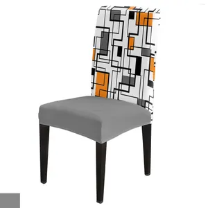 Housses de chaise à géométrie abstraite, Art moderne, Orange, pour siège de cuisine, salle à manger, extensible, Banquet, maison