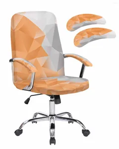 Couvre-chaise gradient abstrait orange gris triangle élastique couverture de bureau de jeu.