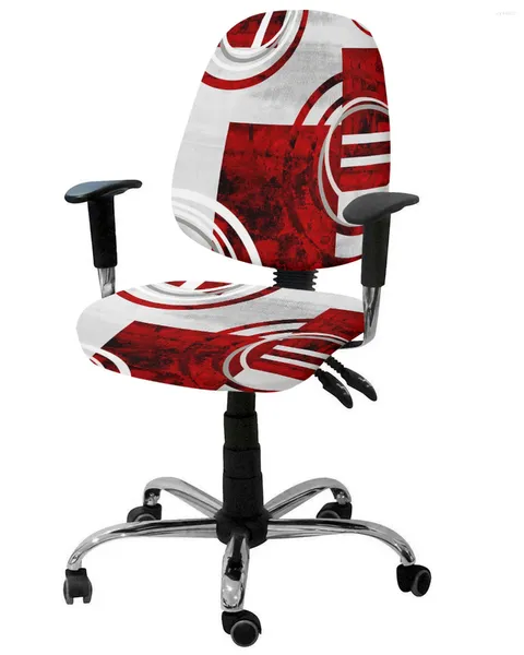 Couvre-chaises abstraites Retro Geométrique Marble Texture Red Élastique Couvrage de fauteuil