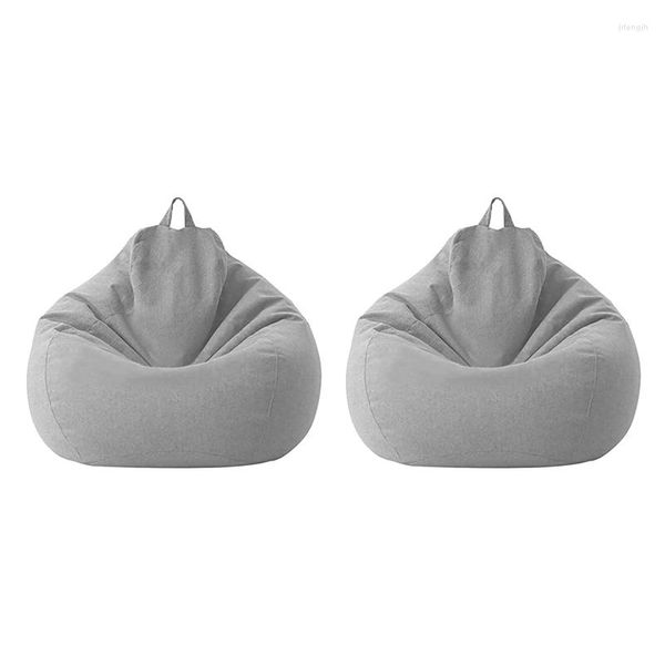 Housses de chaise AFBC 2X housse de canapé paresseux lin non rempli siège inclinable pouf bouffée Tatami articles ménagers gris clair