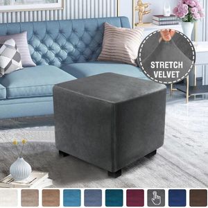 Housses de chaise Housse de pouf carrée tout compris Repose-pieds en velours élastique Protecteur à 360 degrés Housse de repose-pieds de canapé pour le salon