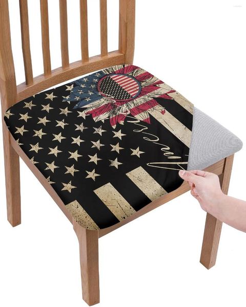 Couvre-chaise American Flag Sunflower rétro Coussin de siège Stretch Stretch Cabinet Hlebouvers For Home El Banquet Living Room