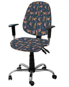 Cubierta de la silla Flores de tigre animal plantas elásticas del sillón cubierta de la computadora el estiramiento de la oficina removible asiento dividido del asiento dividido