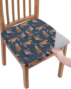 Fundas para sillas Animal Tigre Flores Plantas Elasticidad Cubierta Oficina Computadora Asiento Protector Caso Hogar Cocina Comedor Fundas