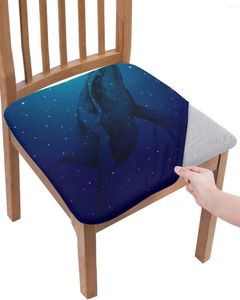 Stoelbedekkingen Animal Whale sterrenhemel Sky Blue Seat Cushion Stretch Dining Cover Slipcovers voor huis El Banquet Woonkamer