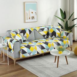 Stoelbedekkingen Anti-Dirty Non-Slip Sofa handdoek Katoen Moderne bank Cover Living Room Universal Slipcover Geometrisch kussen Multi-size Sofaschai