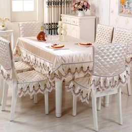 Housses de chaise antidérapantes, couverture de Table à manger, Jacquard, Options multiples, nappe carrée en dentelle, motif fleur brodée