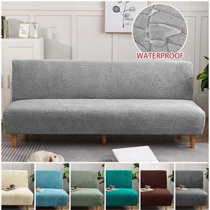 Cubiertas de silla Cubierta de sofá sin brazos Cama plegable impermeable Color sólido Jacquard Elástico Slipcover para sala de estar Banquete El