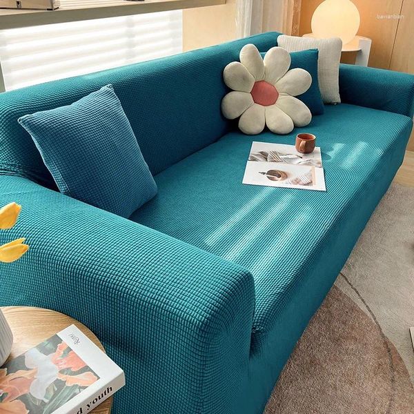 Cubiertas de silla Llegada Cubierta elástica de sofá elástica adecuada para sala de estar Fleece Chaise Longue Corner