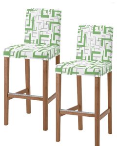 Stoelbedekkingen Art Geometrie Groene grijs Bar Stool Elastic Short Backest Seats Protector voor huis eetkamer