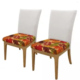 Stoelbedekkingen herfstblaadjes op rustieke houten vierkant stoelen kussendeksel voor woonkamer dineren verwijderbare slipcovers beschermer