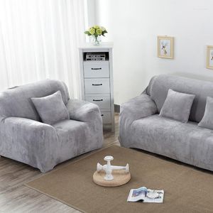 Fundas para sillas Otoño Invierno Color sólido felpa cálida funda de sofá espesar todo incluido funda antideslizante cojín elástico