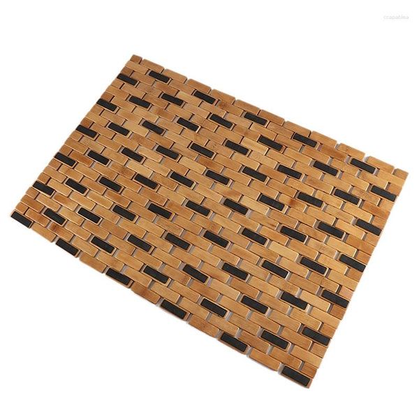 Cubiertas de silla Alfombra de baño de bambú Almohadillas antideslizantes de silicona Roll Up Mats de madera Decoración Boho Ducha para Spa