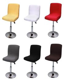 Stoelhoezen Bar Stool Cover Lage Back Spandex Stoel Elastic Roterend Lift Office Moderne vaste kleuren Set282P8314181