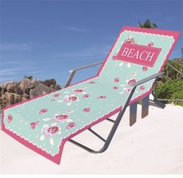 Couvre-chaise couvercle de chaise de plage absorbant fleur de crème glacée Géométrique Modèle d'impression serviette de plage à fibre ultra fin