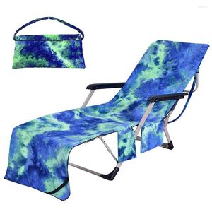 Stoelhoezen strandstoelen bedekken zwembad niet -slip lounger handdoek zonnebrillen dranken opbergzakken accessoire voor groen