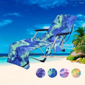 Couvre-chaise couverte de plage avec poches latérales Microfibre Lounge serviette de bain de soleil jardin EL 75 210cm