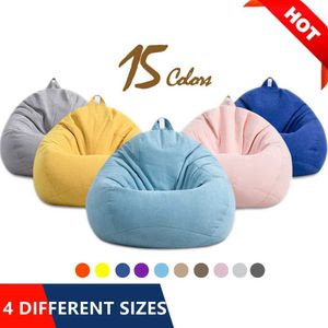 Stoelhoezen zitzak stoel zonder gevulde gigantische zitzak sofa bed dik linnen stromende pouf ottoman stoel puff lounge meubels t240422