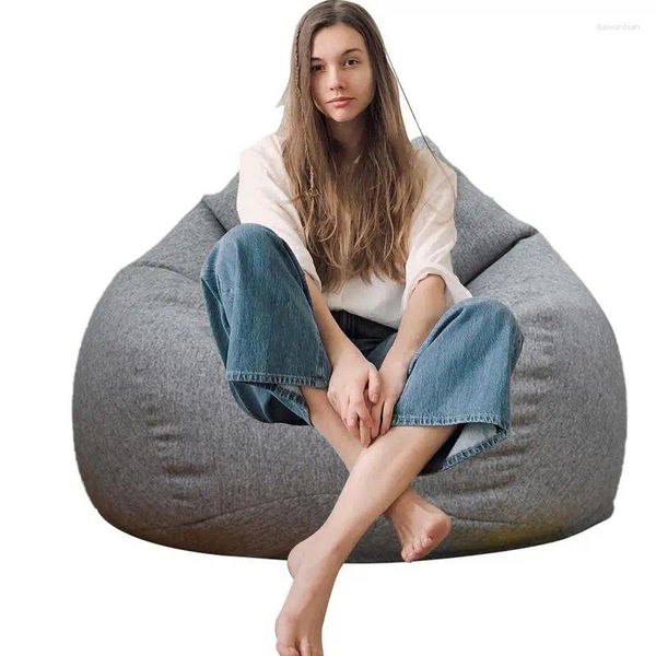 Fundas para sillas Bolsa de frijol Funda para sofá Color sólido Asiento cómodo Tatami Sofá perezoso sin relleno Accesorios para el hogar