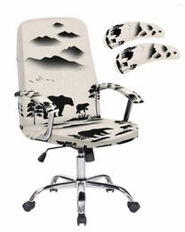 Couvre-chaise Bear Forest Silhouette Office Elastic Cover Gaming Computer Ordinkair Protector siège